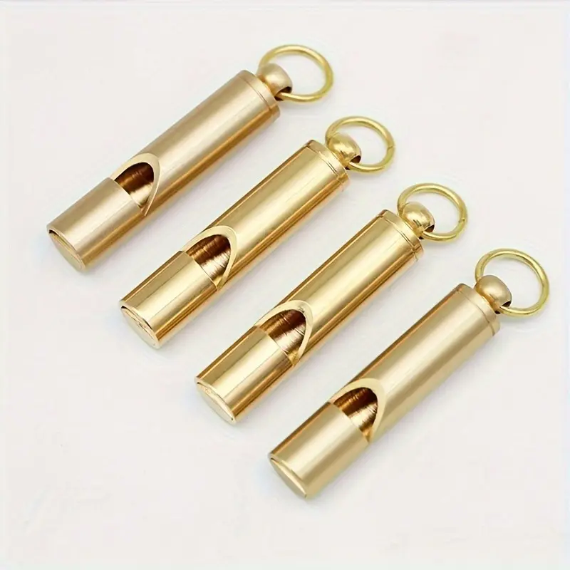 Brass Whistle Keychain Pure Copper Survival Mouth Outdoor Camping Training Whistle Keychain Pendant Brushed Water Washed Whistle Survival Gear Outdoor Survival Supplies Emergency Whistle