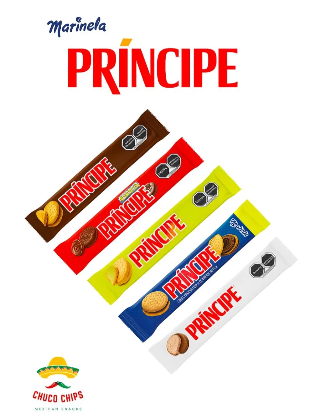 Marinela Principe Cookies 3pk Individual Singles - Snack Variety Pack Includes Barritas Pingüinos Gansitos Polvorones Canelitas ChocoRoles Sponch Triki-Trakes