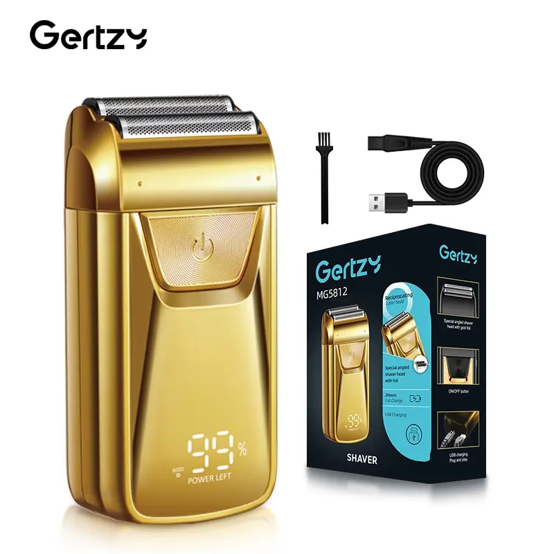 Gertzy Dual-Grid Precision Men's Beard Trimmer with LCD Display, USB Rechargeable Clipper, Cordless Beard Trimming, Rechargeable Short Beard Grooming Tool Gift for Boyfriend Husband Father Friend, Rechargeable Mustache Trimmer