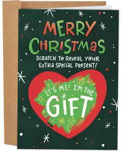 Sleazy Greetings Funny Xmas Card - Scratch Off Big Heart - Christmas Card for Friends & Loved Ones