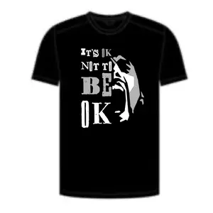 Men's Loose-Fitting It Ok MMH365 Black Shirt with Crew Neck and Short Sleeves