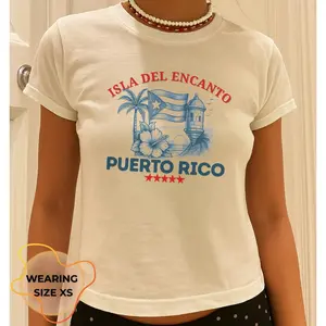 [Sale Up To 40%] Puerto Rico Y2k Jersey Top, Y2k Vintage 2000s , Puerto Rico Baby Tee, Trendy Fashion Clothing