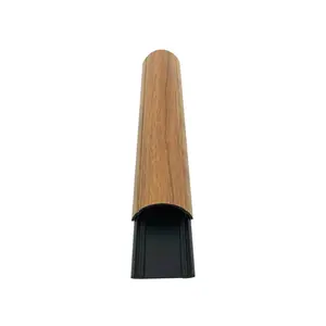 212 MAIN 60 in. Premium Wire Cable Shield Floor Cord Cover, Medium Oak, with Rubber Traction Strips
