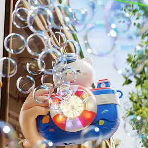 Kids Electric Bubble Machine with 6 Powerful Holes - Lighted Toy, Automatic Blower, Instant Huge Bubble Output, Leak-Proof Design, On/Off Button, Outdoor Parent-Child Gift for Birthday, Holiday, Backyard Gathering, All Occasions