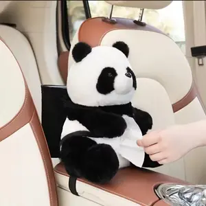 Face-covering Bear Plush Car Tissue Box, Creative Tissue Box and Trash Can 2-in-1 Practical Decoration