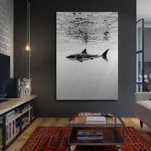 Room Decor, Shark Poster Wall Art, Underwater World, Animal World Poster, Fish Swimming in Water Poster Printing, Sea Landscape Poster Wall Decor