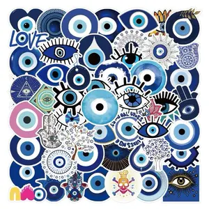 Evil Eyes Stickers 50PCS Vinyl Waterproof Blue Eyes Decal for Water Bottles Skateboard Scrapbook Aesthetics Car Decal Computer Phone Suitcase Luggage Decor