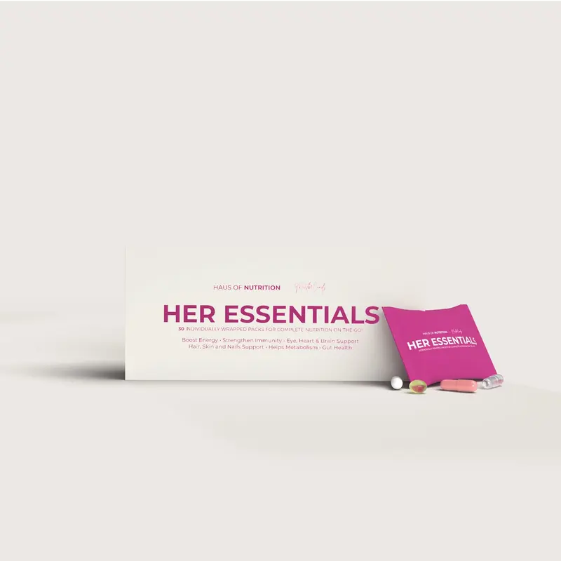 Must Be Cindy x Haus of Nutrition Her Essentials Plant-Based Biotin + Collagen Dietary Booster Capsules - Dairy-Free Modern Vitamins Supplements for Adults, Glow + Hair Boost, Energy Support, Bloat Relief, Hormone Balance, Digestive Health