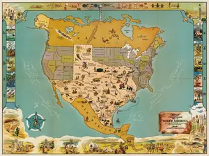 1948 Official Texas Brags Map of the United States