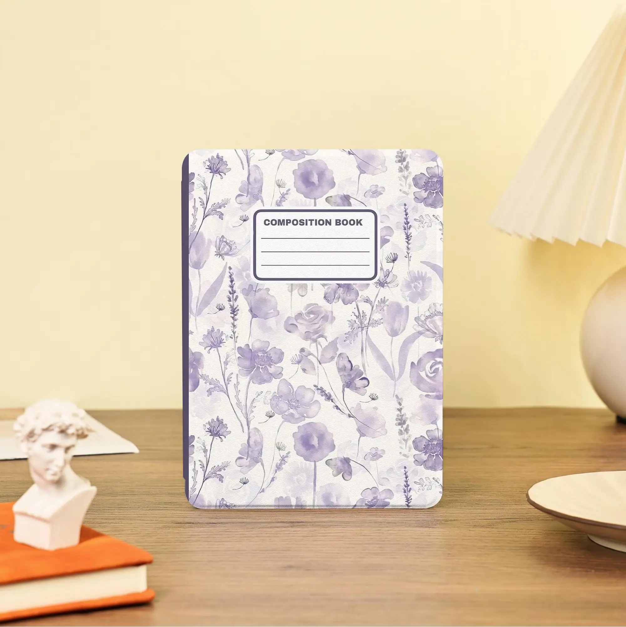Purple Flower Composition Book Kindle Case With Hand Strap, Cover for Paperwhite 12th 7”, Kindle 2024, Fire 7, Kobo Clara BW Gift