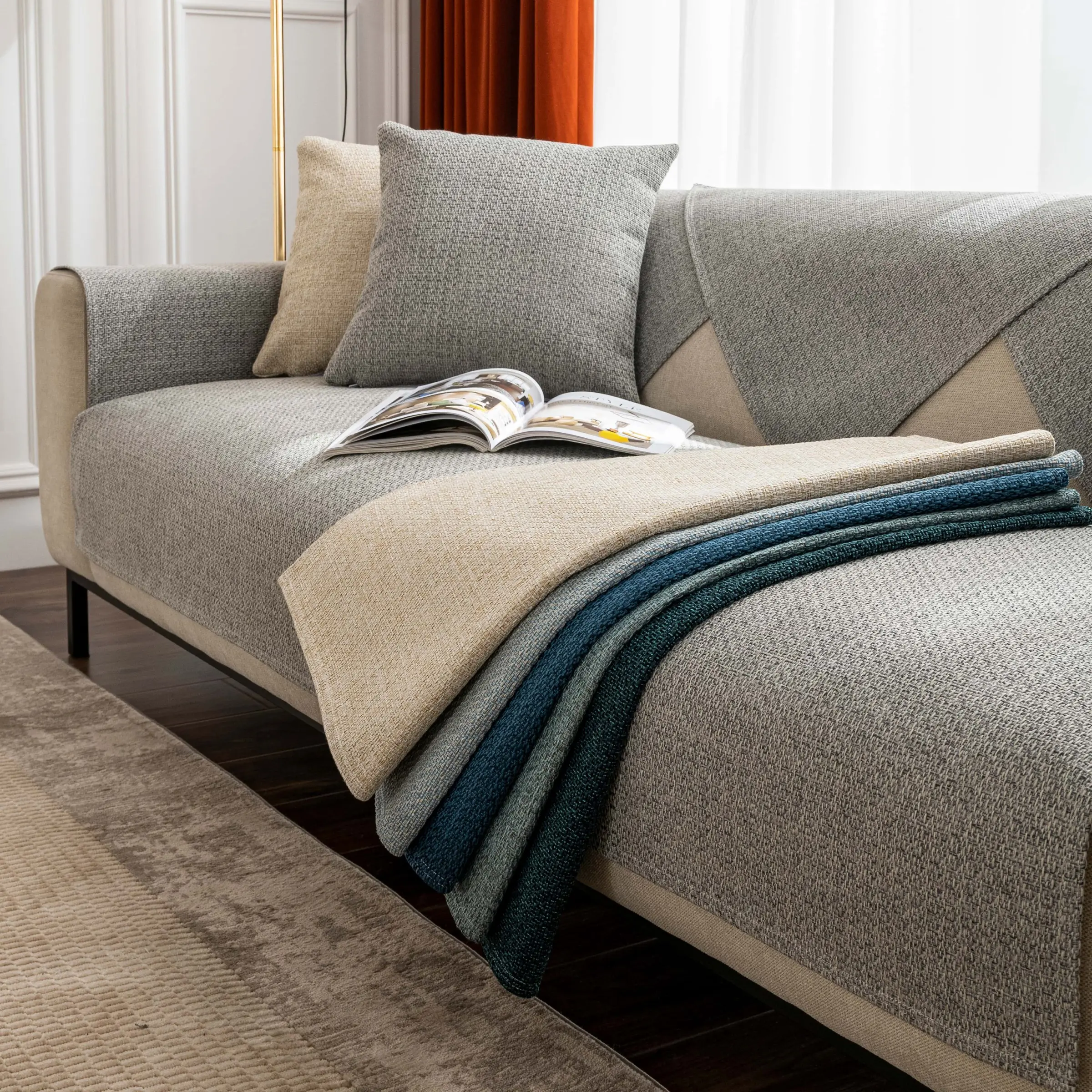Thick Chenille Sofa Cover, solid color sofa cover, Pet-Friendly Anti-Scratch Couch Cover, Machine Washable Sofa Mat, Sectional Couch Covers, Decorative Couch Throw for Home Decor, Couch Slipcover, Sectional Sofa Slipcovers