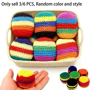 [Random 3/6 PCS] Hand-Made Knitted Hacky Sack, 2026 Upgraded Foot Bag, Multicolored Geometric Pattern, Suitable for Adults & Beginners Juggling Balls, Ready-to-Use