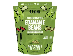 The Only Bean Edamame Dry Roasted Edamame Beans Snack (Wasabi Soy Sauce), Wasabi Peas Alternative, Asian Japanese Snacks, Healthy High Protein Snacks, Low Carb, Gluten Free, 4oz (Pack of 3)