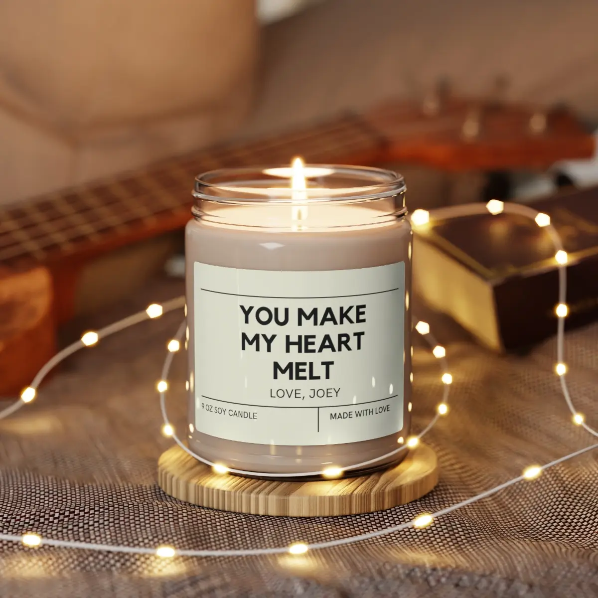 Custom Scented Soy Candle, with lid, valentines or anniversary gift for wife husband girlfriend or boyfriend9oz