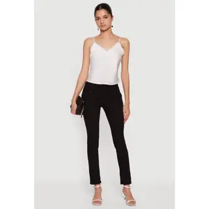 Mid Rise 4 Button Skinny Jeans