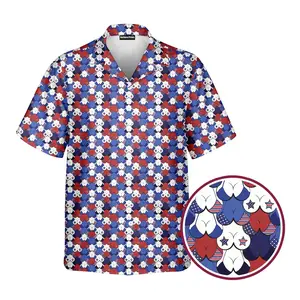 Vintage Eyes Up Here - American Tatas 4th of July Funny Classic Oversized Men's Hawaiian Shirt, Aloha Trendy Ideal Gift for Him Dad Casual Travel Daily Vacation Holiday Beach Short Summer Streetwear Menswear