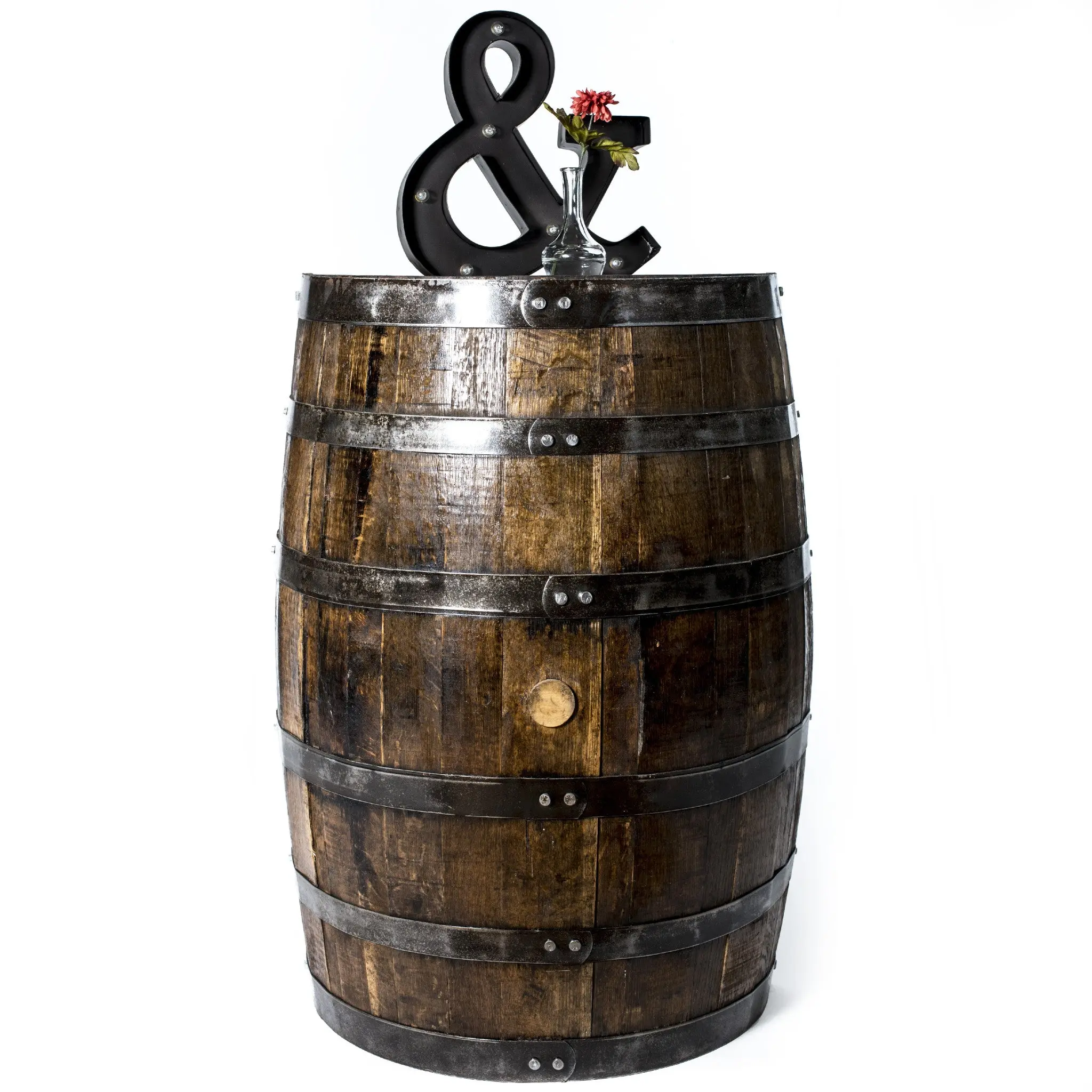 Half Whiskey Barrel Oak Accent Table