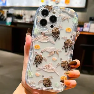 Turtle Pattern Clear Phone Case, 1 Count Cute Fashion Phone Protector Cover, Anti-drop Phone Protective Case Compatible with iPhone 11 12 13 14 15 Pro Max