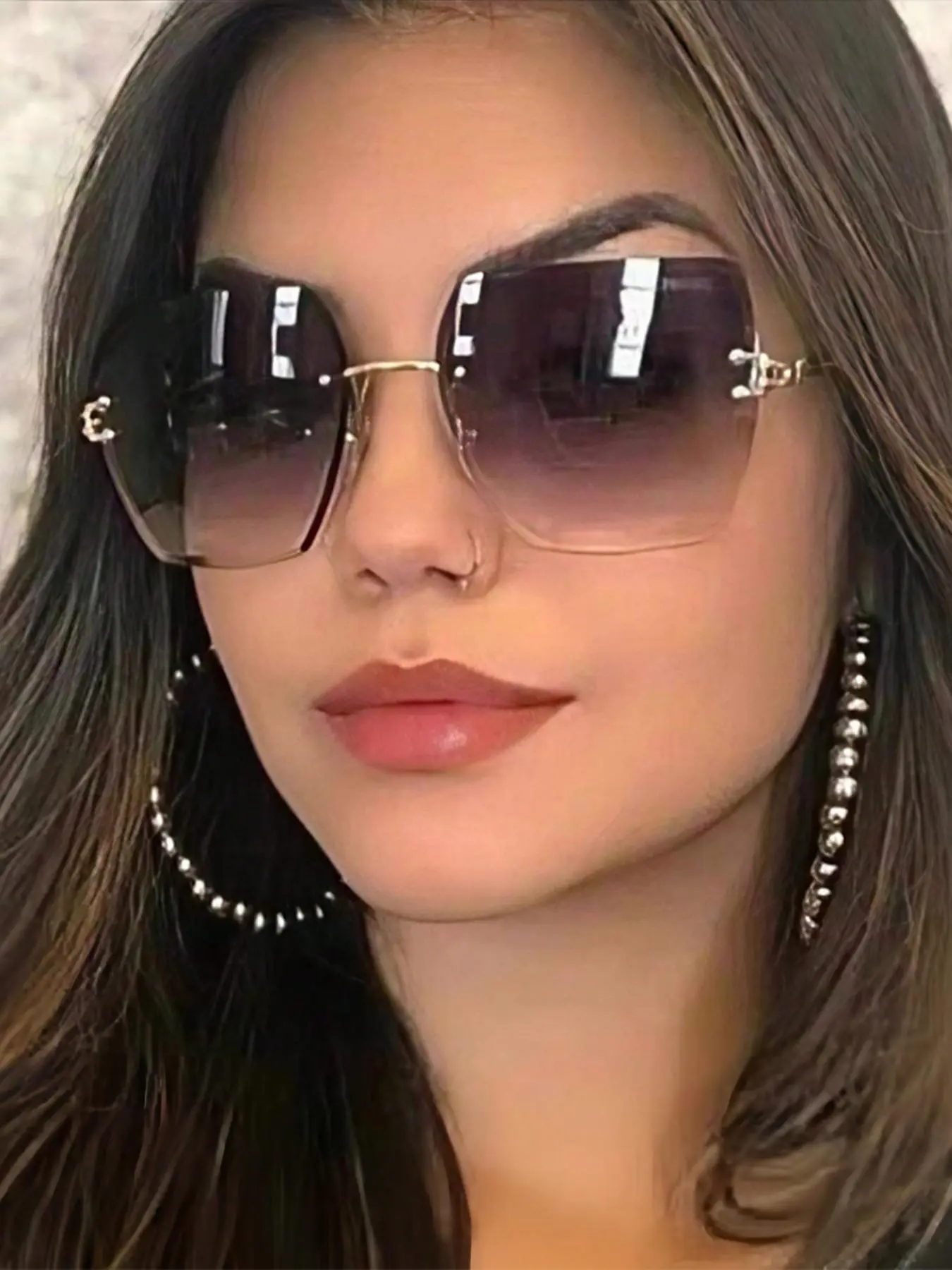 Ombre Tinted Lens Glasses, Trendy Shades, Trendy Casual Rimless Glasses for Everyday Use, Fashion Accessories for Outdoor Activities, Trendy Beach Eyewear, Stylish Glasses