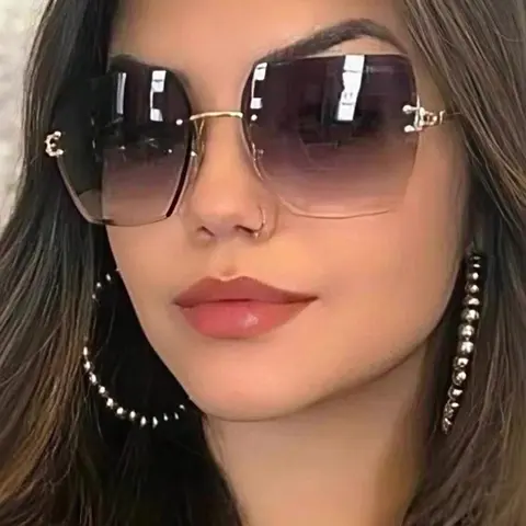 Ombre Tinted Lens Glasses, Trendy Shades, Trendy Casual Rimless Glasses for Everyday Use, Fashion Accessories for Outdoor Activities, Trendy Beach Eyewear, Fashion Accessory Eyewear