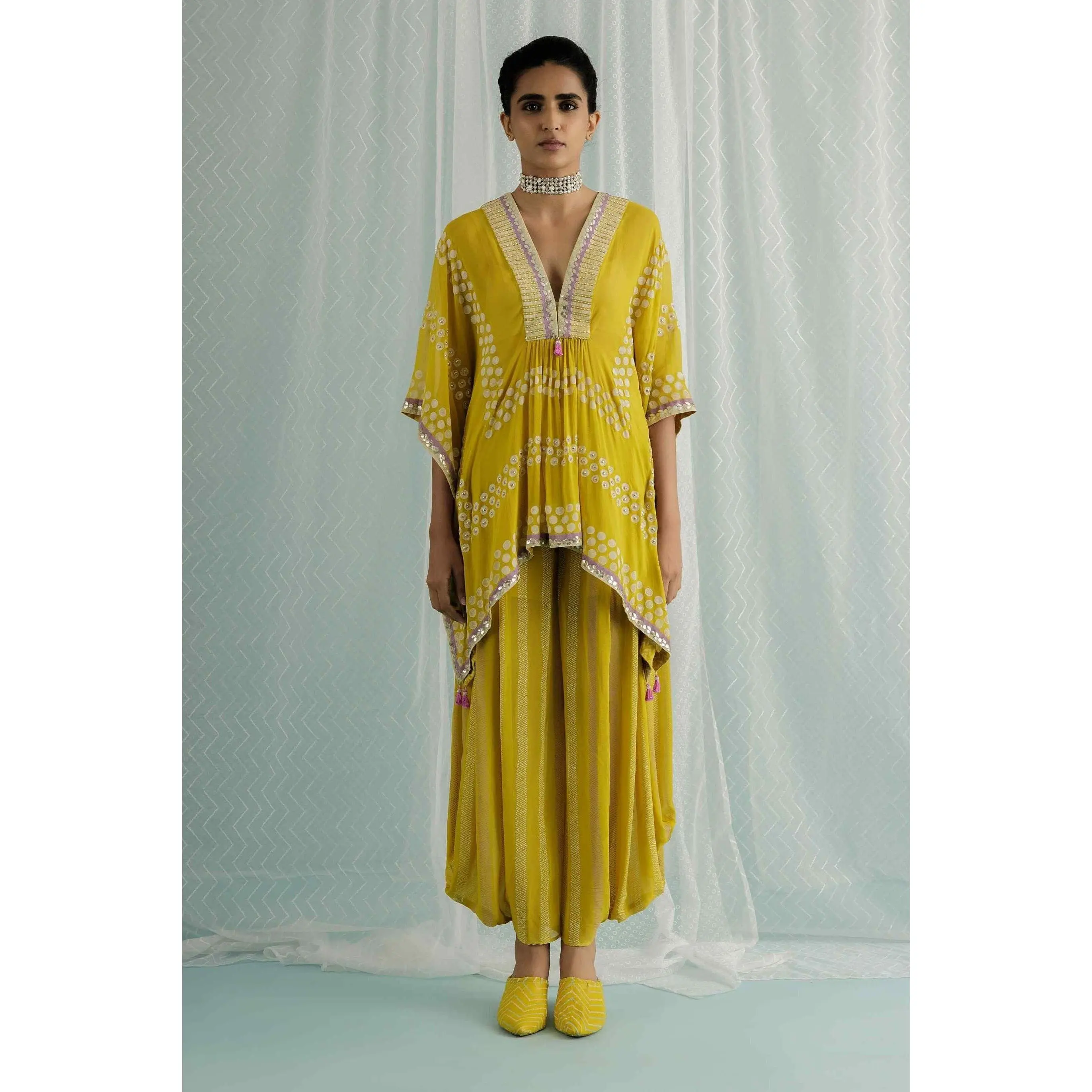 Canary emi kaftan and dhoti set