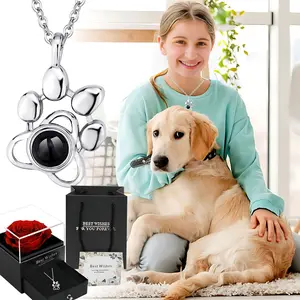 Cross-Border Hot-Selling 100 Languages Pendant Fashion Design Ins Style Non-Fading Pet Projection Necklace Gift