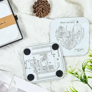 Circuit Board Coasters – Unique Square Coasters, Fun & Cute Home Decor, Tech-Inspired Gift for Couples, Valentine’s Day, Girlfriend, Boyfriend, Wife, or Husband (White Silver) Tagtek