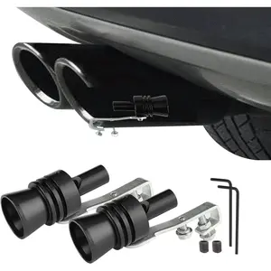 2PCS Car Turbo Whistle, Aluminum Alloy Universal Turbo Whistle, XL Size Aluminum Alloy Universal Turbo Sound Exhaust Muffler Pipe Whistle Car Roar Make (Black)