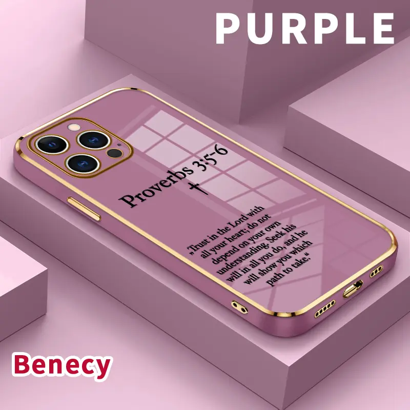 Plating Soft Silicone TPU Case for iPhone 11-16, X, XS Max, XR, 14 Plus, 15 Pro Max - Minimalist Proverbs Printed, Glossy, Anti-Oil Smartphone/Cellphone/Handheld Device Protection Cover