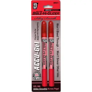212 MAIN G T Luscombe Accu Gel Hi-Glider Highlighters, Red, Highlighting Cap Included, Pack of 2