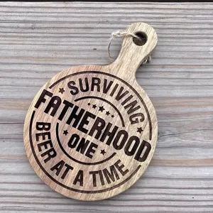 Surviving Fatherhood One Beer at a Time Beer Coaster Funny Dad Gift Charcuterie Board Accent for Father's Day Birthday Any Occasion