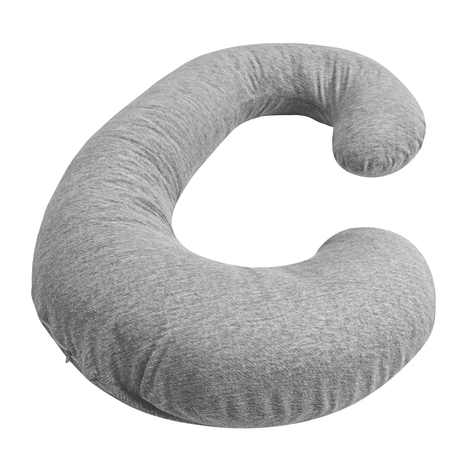 Stretch Jersey Pregnancy/Maternity Pillowcase C-Shape Compatible, 100% Cotton Jersey, Stretch Fabric, Machine Washable, 60" x 25" inches, Gray