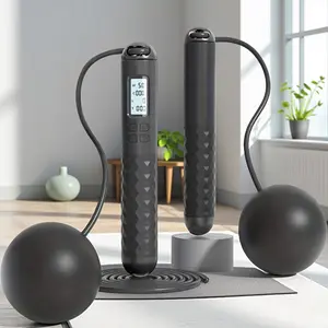 Magnetic Cordless Skipping Rope - Black Color | Comes with Weight Ball and Rope, Non-slip Handle, Suitable for Indoor Use, Must-Have for Fitness