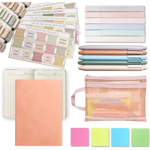 Study Supplies, Journaling Kit with Journal,6 No Bleed Highlighters,5 Gel Pens,75  Tabs,200 Sticky Notes,Christian Gifts for Women Men