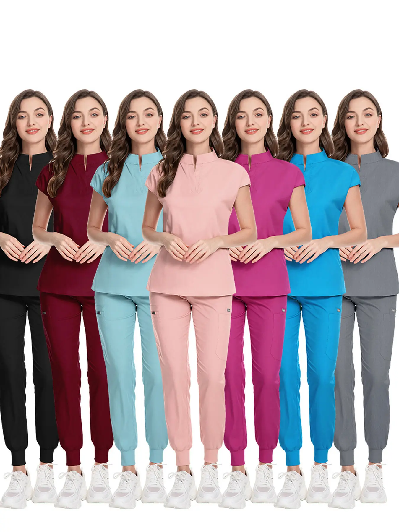 Drawstring Waist Stretch Jogger Pants Lightweight Soft Nursing Uniform Trousers for Spa Medical Staff