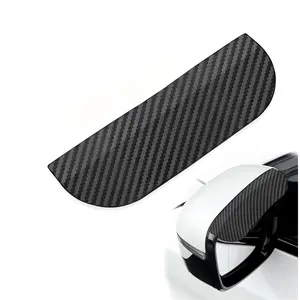 2Pcs Black Rain Cover For Side Mirrors Carbon Fiber Side Mirror Rainproof Eyebrow Waterproof Auto Smoke Guard Snap-On Rain Visor Guard Compatible Car Trucks Vehicles SUV