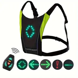 Cycle Steering Backpack, 30 LEDs USB Rechargeable High Brightness LED Luminous Vest, Safety Reflective Vest with 5 Sets of Adjustable LED Direction Indicators, Convenient for Cycling and Running