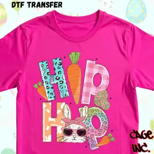 Hip Hop Easter Bunny DTF Transfer Direct to Film Ready to Press Hot Peel for Pocket Designs Koozies Hats Quality Xtool Apparel Printer