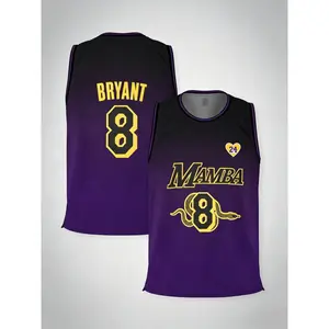 Los Angeles Kobe Bryant # 8 # 24 Mamba Forever Tribute Basketball Jersey Black Gold Breathable Mesh Sleeveless Double Number Print for Fans Kobe Supporters Legends Collectors & Mamba Mentality Enthusiasts Breathable Athletic Top