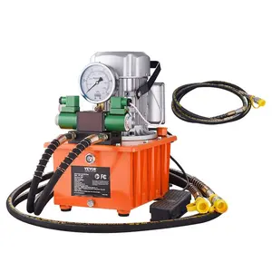 VEVOR Electric Hydraulic Pump, 10000 PSI 750W 110V, 488 in/8L Capacity, Single Acting Manual Valve, Electric Driven Hydraulic Pump Power Pack Unit with Lever Switch for Punching/Bending/Jack MachinesVEVOR Super Brand Day