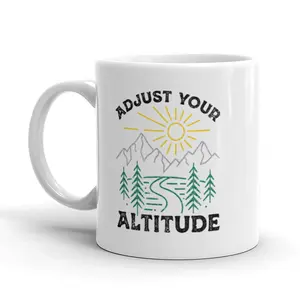 Adjust Your Altitude Coffee Mug Funny Outdoor Camping Ceramic Cup - 11oz Funny Coffee Mugs Ceramic Printed Drinkware Cup