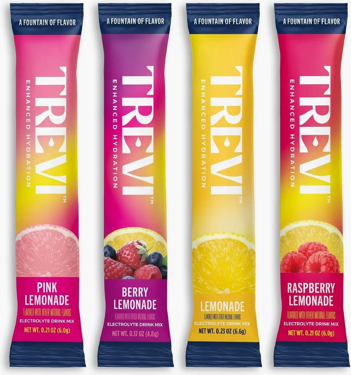 TREVI™ Everyday Sugar Free Electrolytes - Essential Drink Mix Hydration Powder Packets - 28 Count - Lemonade Variety Pack - Lemonade, Pink Lemonade, Raspberry Lemonade, Berry Lemonade