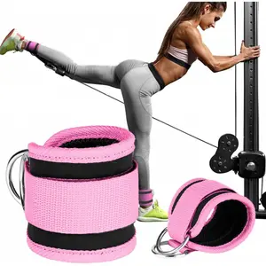 Adjustable Padded Ankle Wrist Cuffs Elastic Rope Full Glute Leg Training Home Gym Use with 3 Resistance Bands & Storage Bag for All-Ankle Sizes Workout Equipment