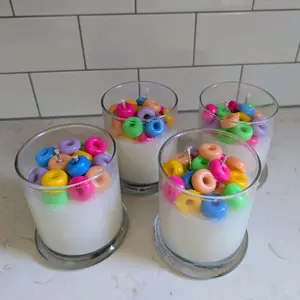 Pure Bliss Candle Co Froot Loops Dessert Candle Hand Poured 100% Organic Soy Wax