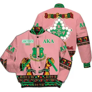 A.K.A Varsity Jacket, Juneteenth Ivy Leaf 1908 Letterman, Alpha Kappa Alpha Pink Green Greek Apparel, Personalized Sisterhood Spirit Sorority Gift