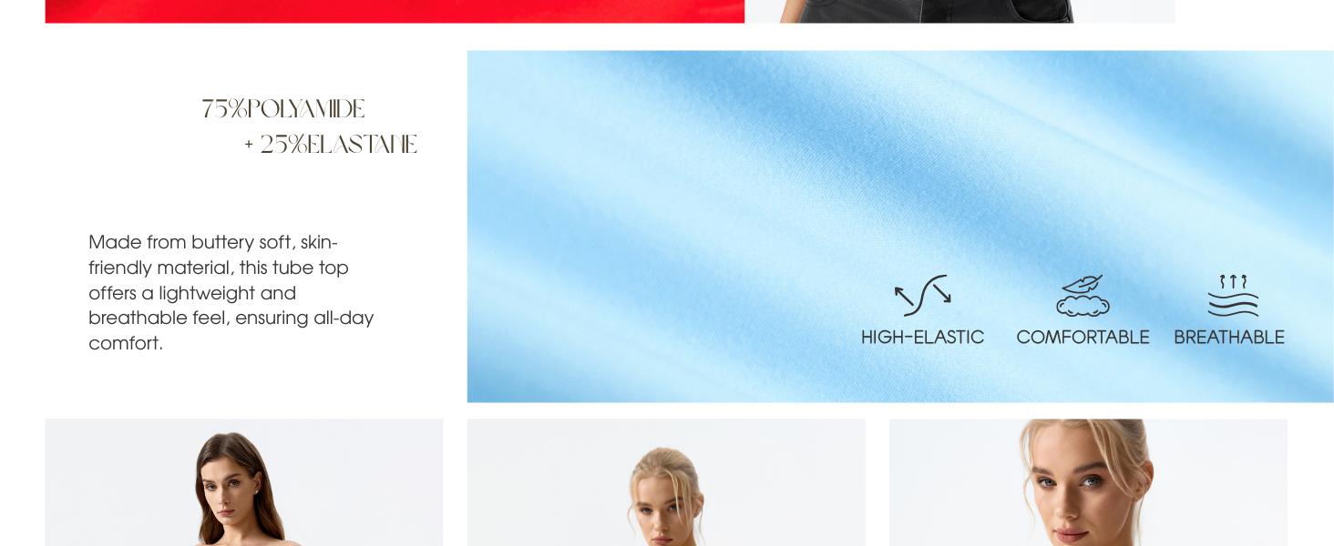 QINSEN Women's Tube Top Double Lined Strapless Bandeau Top Summer Slim Fit Going Out Tank Tops