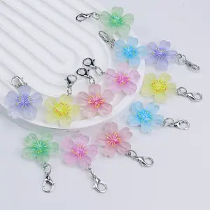 DIY Transparent Cherry Blossom Keychain Accessories, Keychain For Bags, Resin Flower Lobster Clasp, Handmade Bead Key Ring Decorative Material, Bag Charm Chain Supplies