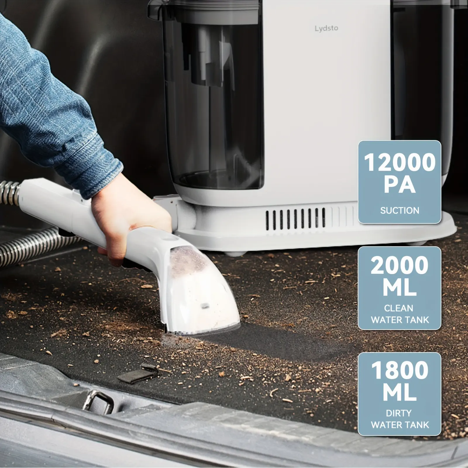 Lydsto Portable Carpet And Soft Mat Cleaner, No Disassembly Required, Self-cleaning 20Kpa Strong Suction Carpet Shampoo Deep Cleaner 2-in-1 Handheld Stain Remover Deep Cleans Pets, Does Not Damage Fabric Cleaner