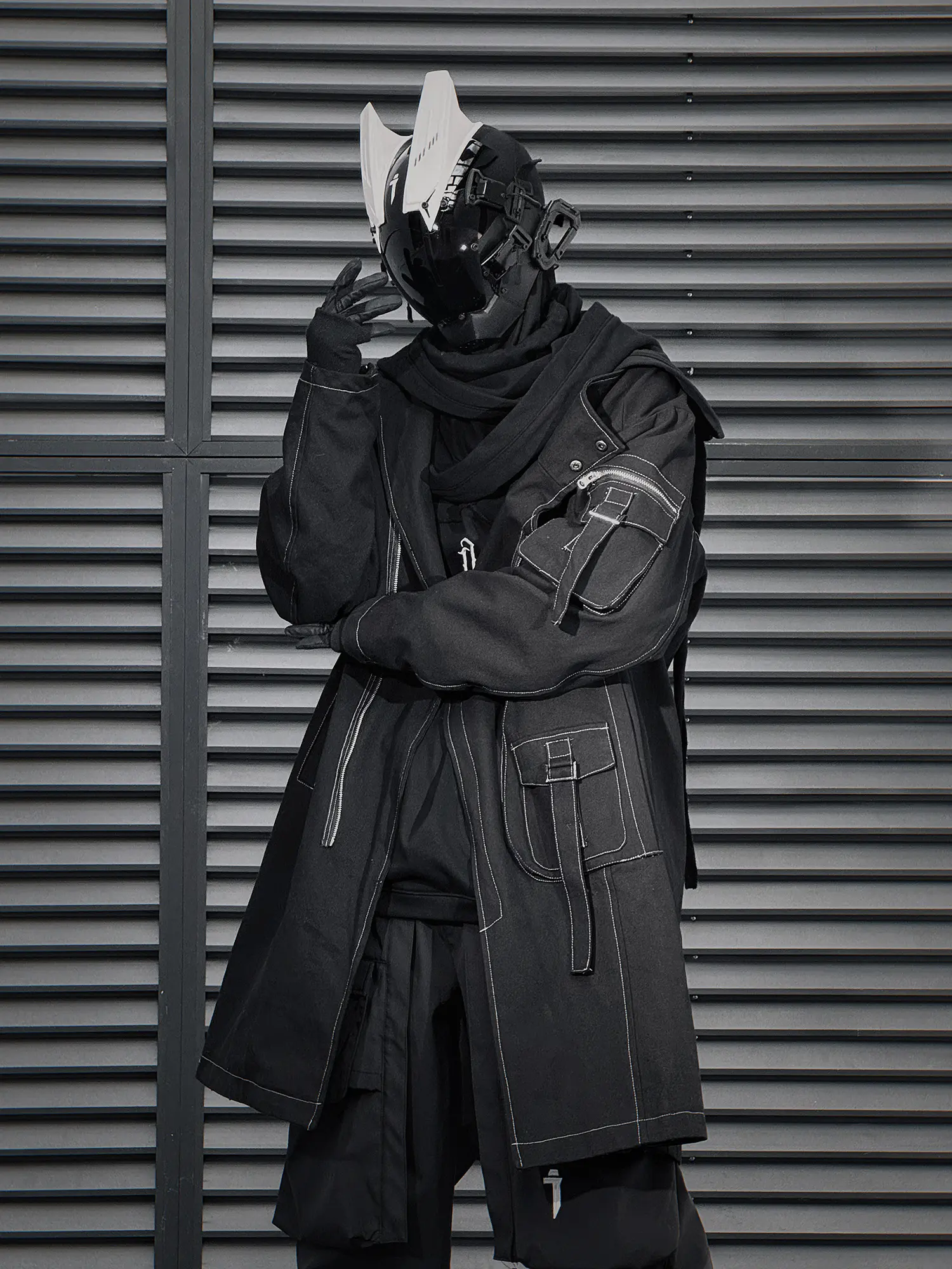HiJ34 Black Techwear Cargo Trench Coat - TikTok Shop