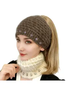 Women's Handwoven Squirrel Scarf & Ear Warmer Headband Set, Thickened Autumn Winter Accessory, Multiple Colors Available